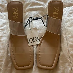 NWT Zara clear vinyl wedges